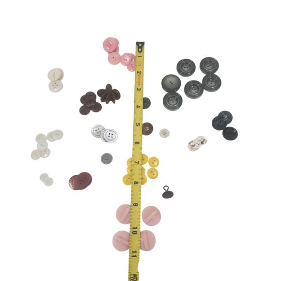 Vtg 60+ Button Junk Drawer Lot of Seamstress Replacements Fashion Pink Yellow - Picture 2 of 3